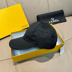Fendi cap in dark gray with FF monogram pattern and curved brim