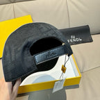 Fendi cap back view with adjustable strap and dark FF monogram fabric