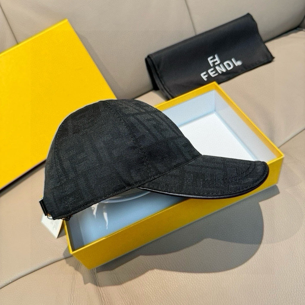Fendi cap in dark gray FF monogram fabric with curved brim