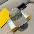 Fendi logo baseball cap in light gray with FF monogram pattern and curved brim
