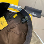 Fendi cap interior with dark lining, brand tags, and adjustable strap