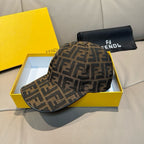 Fendi monogram cap in brown and tan FF pattern with curved brim