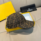 Fendi monogram baseball cap in brown and tan with curved brim and visor