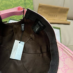 Gucci baseball cap interior lining with pink edge trim and hang tags