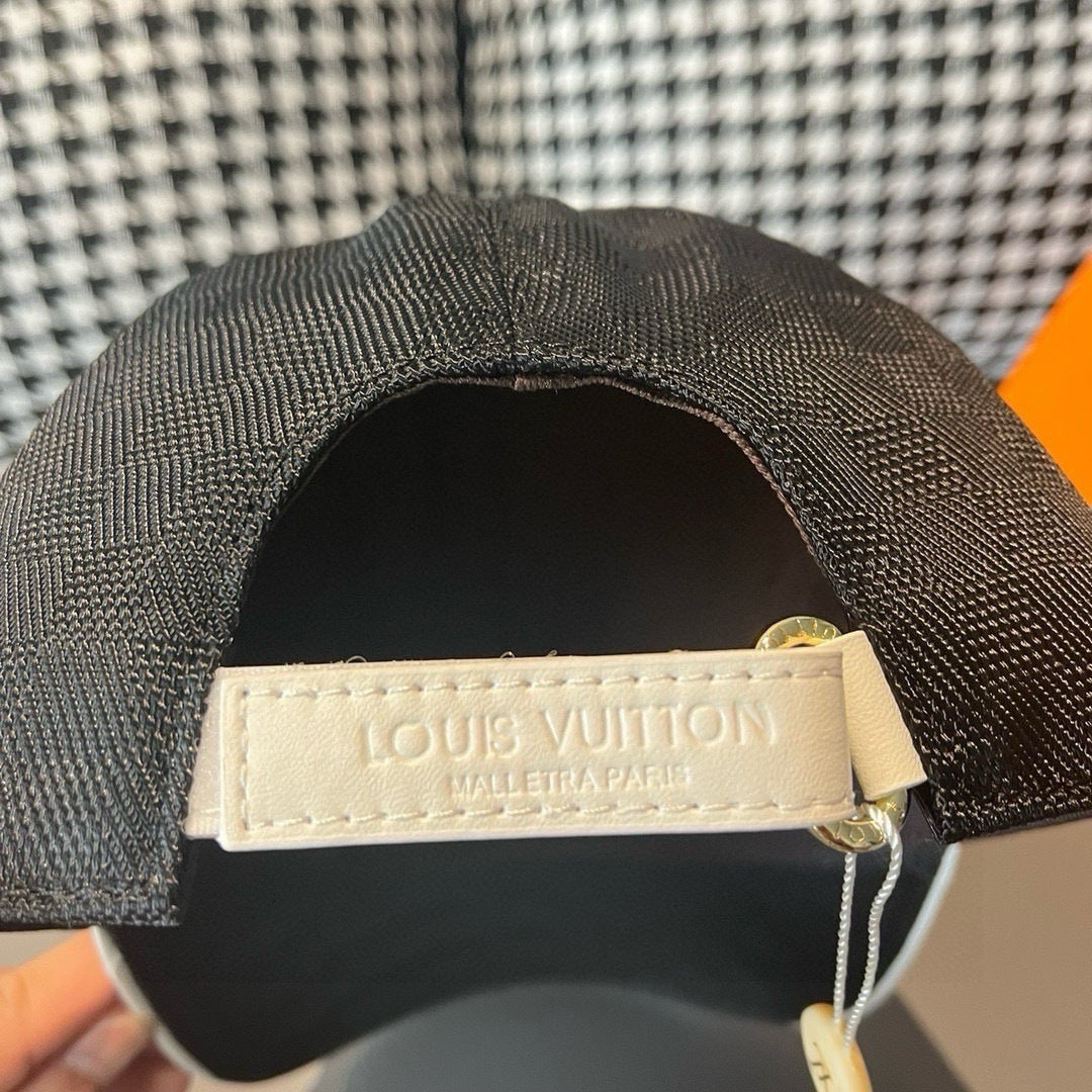 Louis Vuitton cap interior label on adjustable strap inside crown