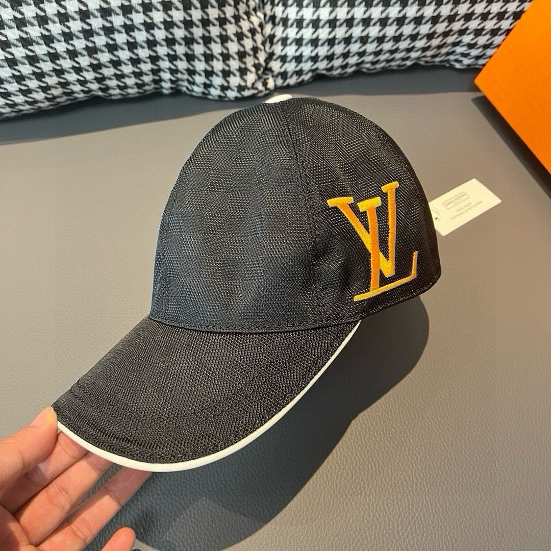 Louis Vuitton cap, dark gray with yellow LV monogram on front panel