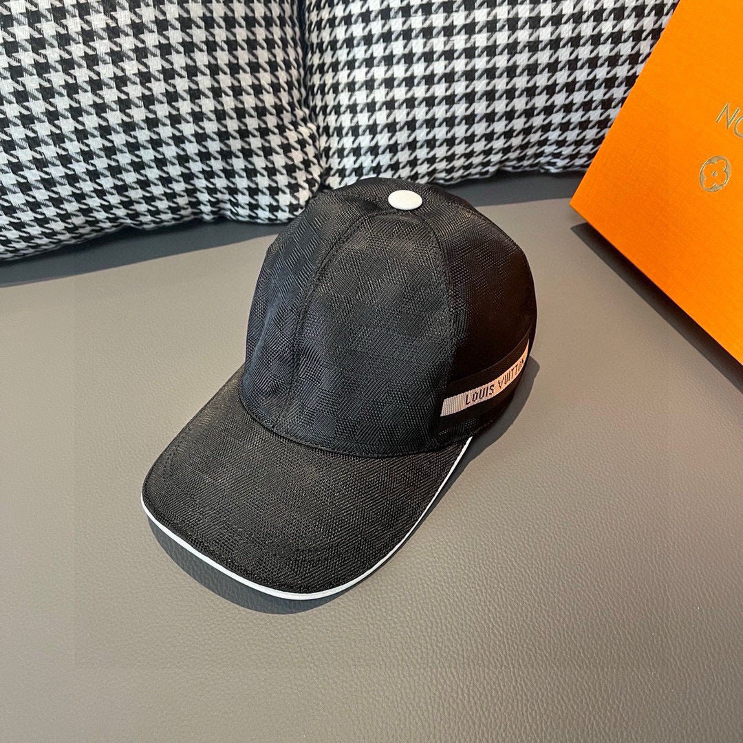 Dark gray textured baseball cap with white button, curved brim, white piping