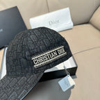 Dior black monogram cap with “CHRISTIAN DIOR” logo band detail