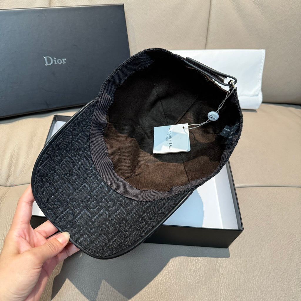 Dior monogram cap interior with adjustable strap and hanging tags