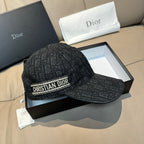 Dior black monogram baseball cap with “CHRISTIAN DIOR” logo band