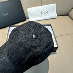 Dior black monogram baseball cap crown with round button top