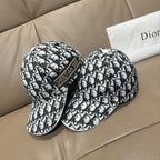 Pair of Dior baseball caps in black-and-white monogram pattern