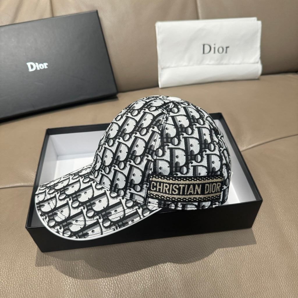 Dior baseball cap in black-and-white graphic monogram pattern
