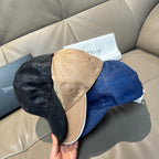Dior caps assortment: black, beige, and blue monogram-print caps with curved brims