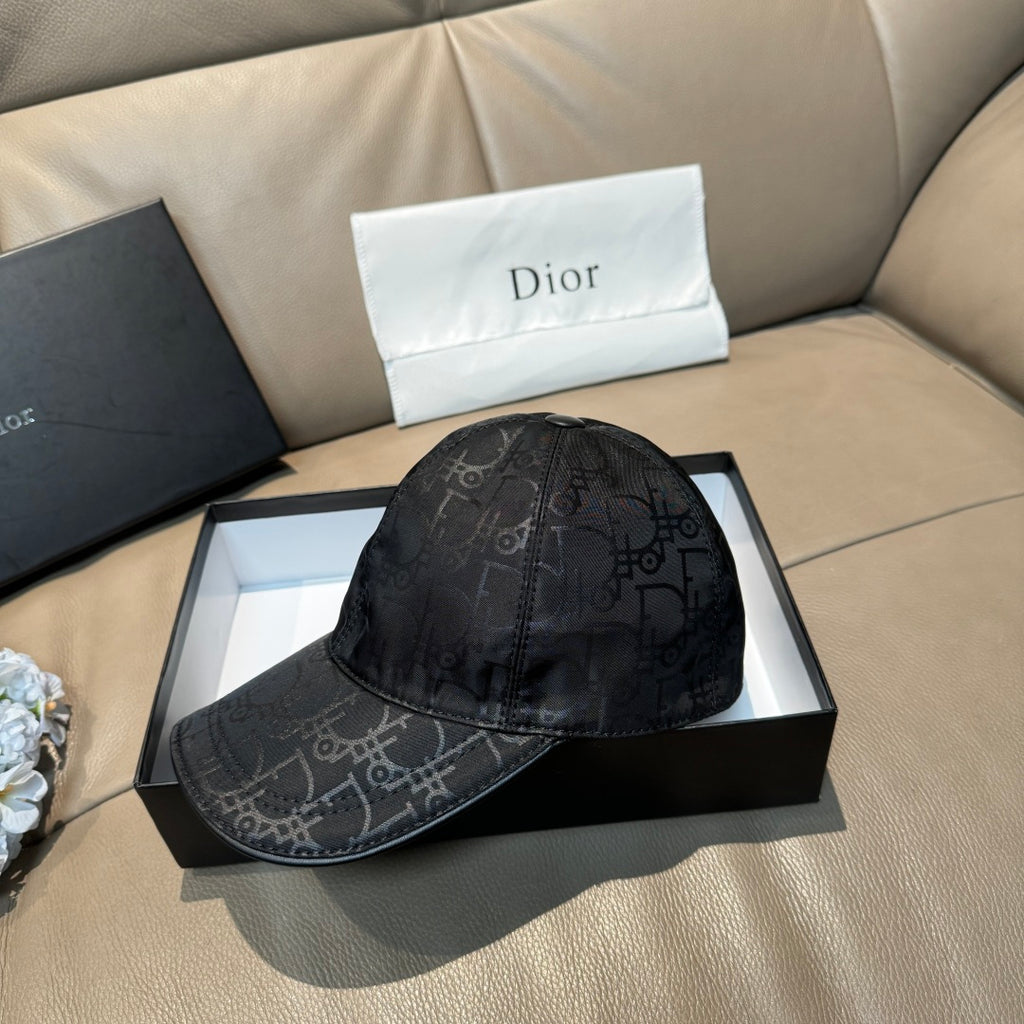 Dior baseball cap in dark monogram-print fabric with curved brim and top button