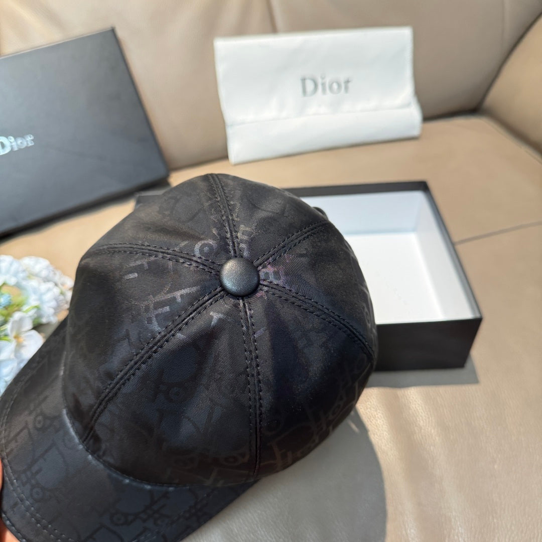 Dior baseball cap dark monogram-print fabric with round top button and stitched paneling