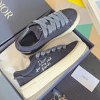 Unisex sneakers dark blue suede with light blue laces, embroidered logo, white sole
