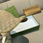 Gucci beige GG canvas baseball cap with brown underside and curved brim edge