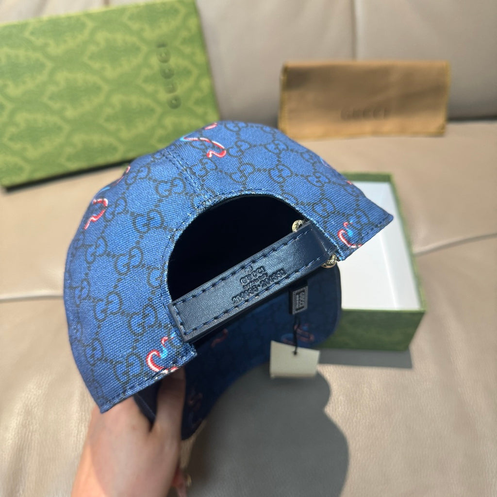 Gucci cap interior view showing black adjustable strap and stitched lining