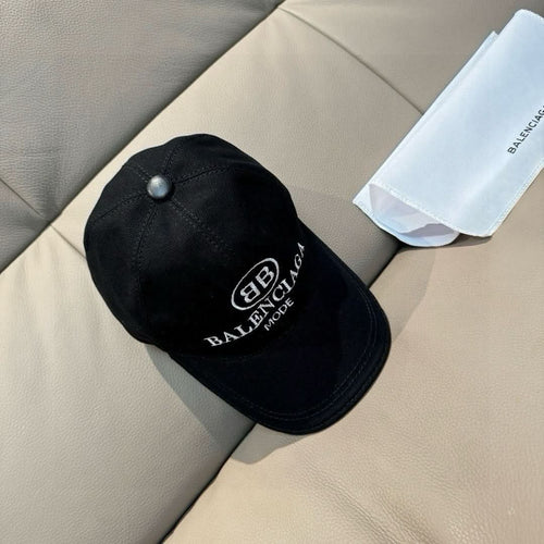 Black baseball cap with front embroidered BALENCIAGA MODE logo