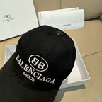 Black baseball cap with large central BALENCIAGA MODE logo embroidery