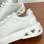 Prada unisex sneakers, white leather with molded side panel and triangular logo patch