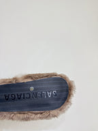 Blue rubber outsole of Balenciaga sandals with textured logo grip
