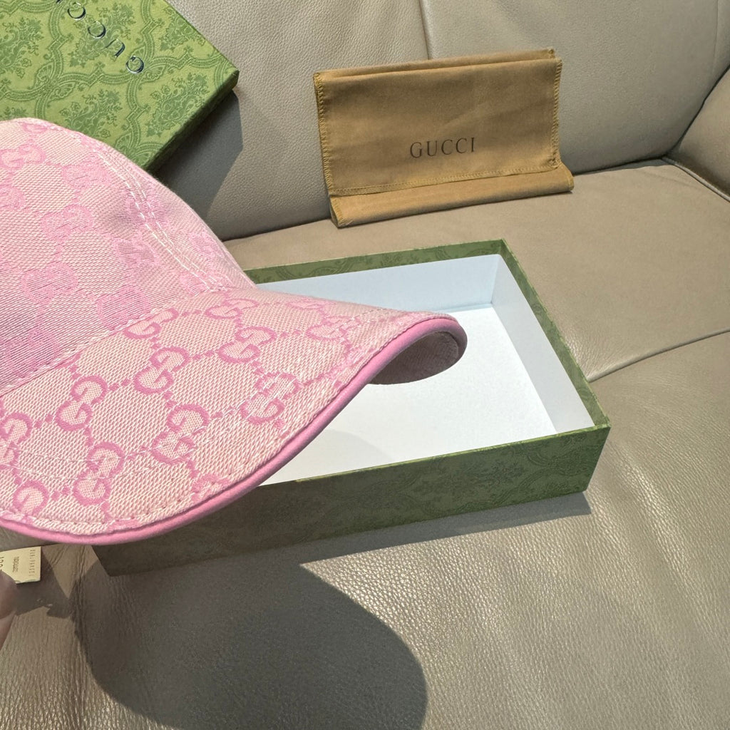 Pink GG-logo baseball cap brim and side profile