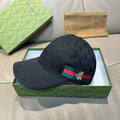 Gucci black baseball cap with Web stripe and bee crest logo