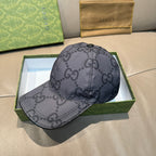 Gucci GG-pattern baseball cap, medium gray with curved brim and front seam