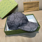 Gucci GG-pattern baseball cap, dark gray with curved brim and tonal logo print