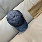 Gucci GG-pattern baseball cap, dark navy with button top and curved brim