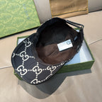 Gucci baseball cap interior view with brown lining and adjustable strap