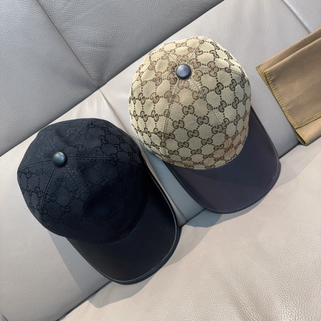 Set of two baseball caps: beige GG monogram and black GG monogram