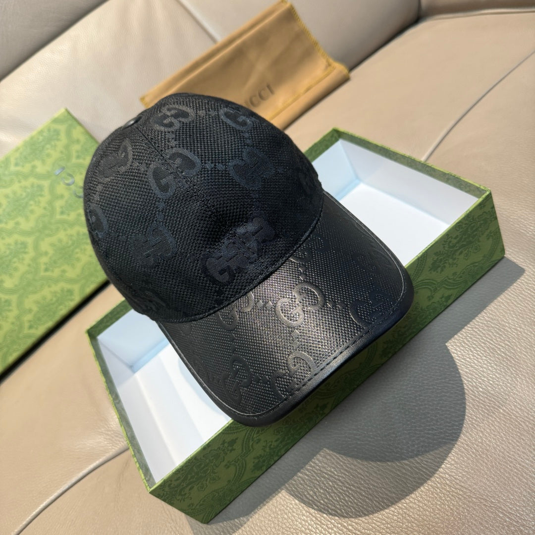 Gucci baseball cap in dark gray with repeating GG monogram pattern