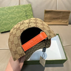 Gucci baseball cap interior with orange adjustable strap and dark lining