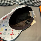 White baseball cap turned to show inner black lining and tag.
