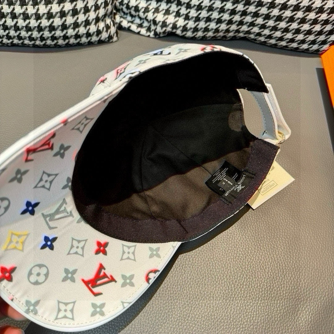 White baseball cap turned to show inner black lining and tag.