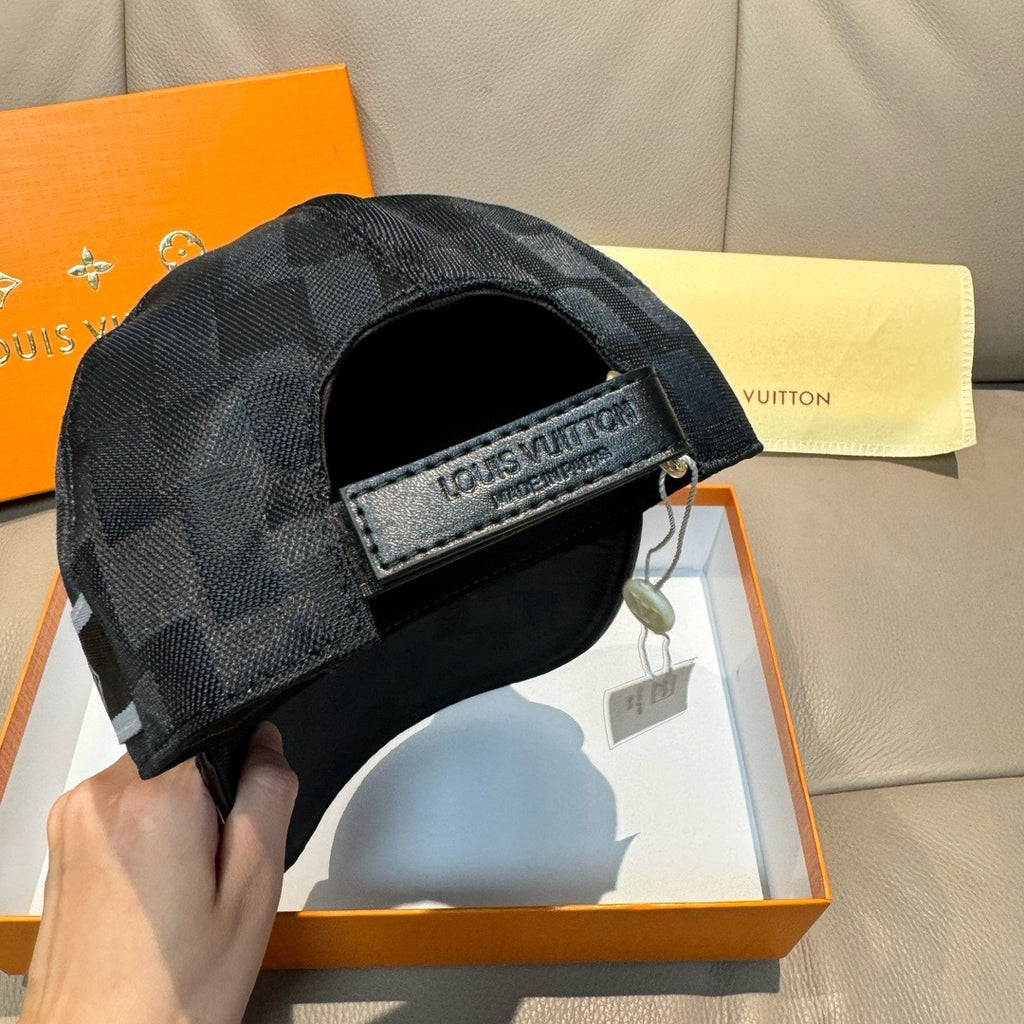 Louis Vuitton black cap with interior label and adjustable back strap