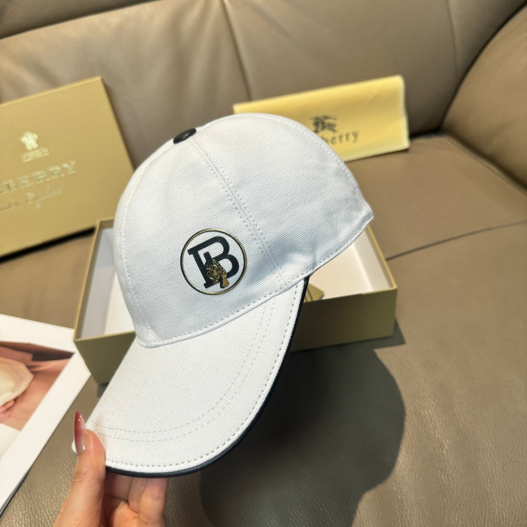 Light blue baseball cap with large circular front logo emblem