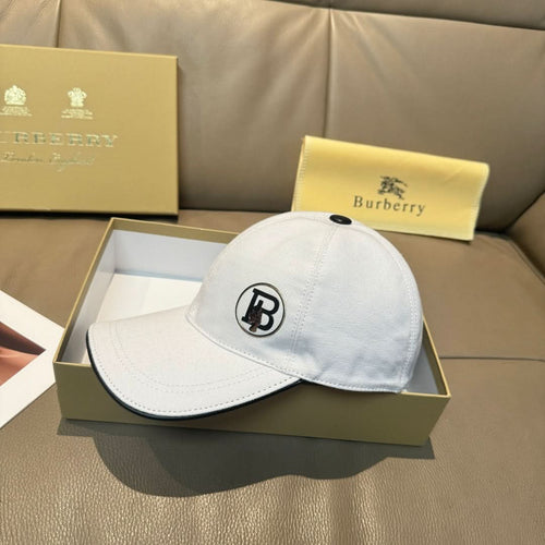 Light blue baseball cap with stitched brim and round logo patch on front
