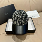 Dior cap with black brim and black-and-white monogram print panels