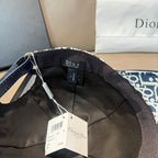 Baseball cap interior view with adjustable strap and Dior logo patch; black lining.