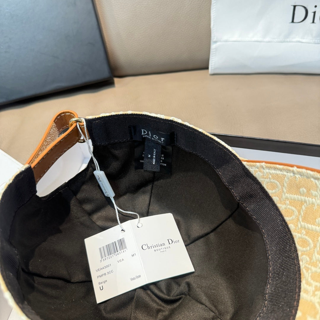 Dior cap interior with black lining and hanging size tags