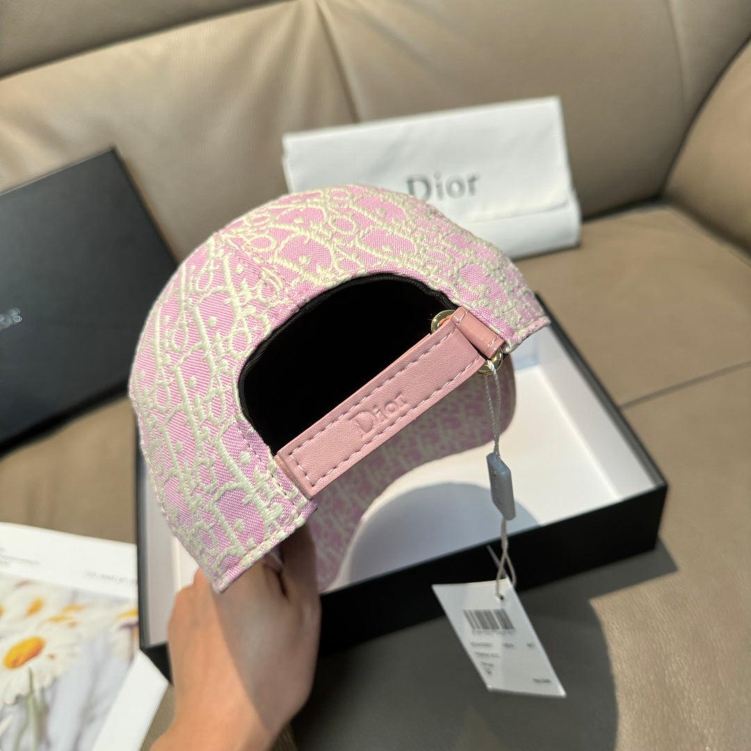 Dior pink monogram baseball cap with pink adjustable strap