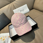 Dior pink monogram baseball cap with curved brim and stitched crown