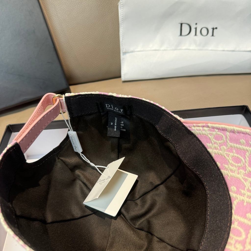 Dior monogram baseball cap interior with black lining and adjustable strap