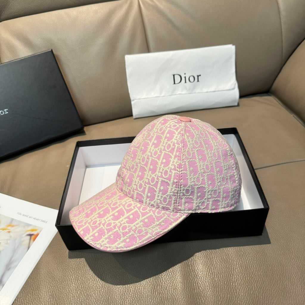 Dior pink monogram baseball cap with curved brim