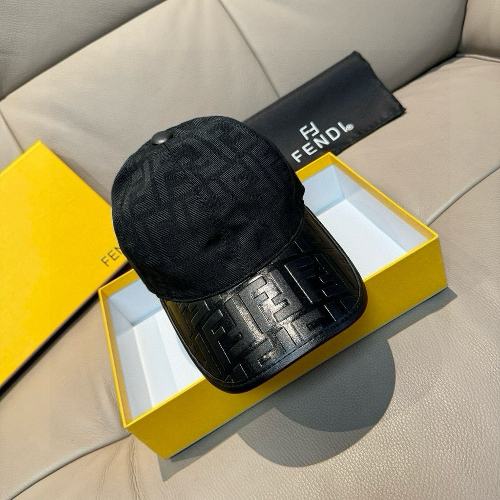 Black Fendi monogram baseball cap with FF logo side patch