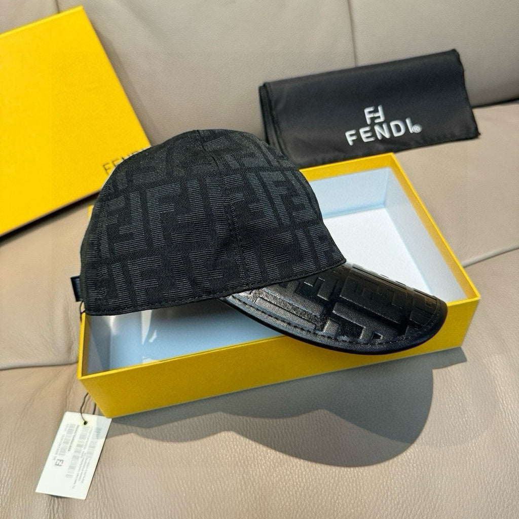 Black Fendi baseball cap with FF monogram and front logo patch
